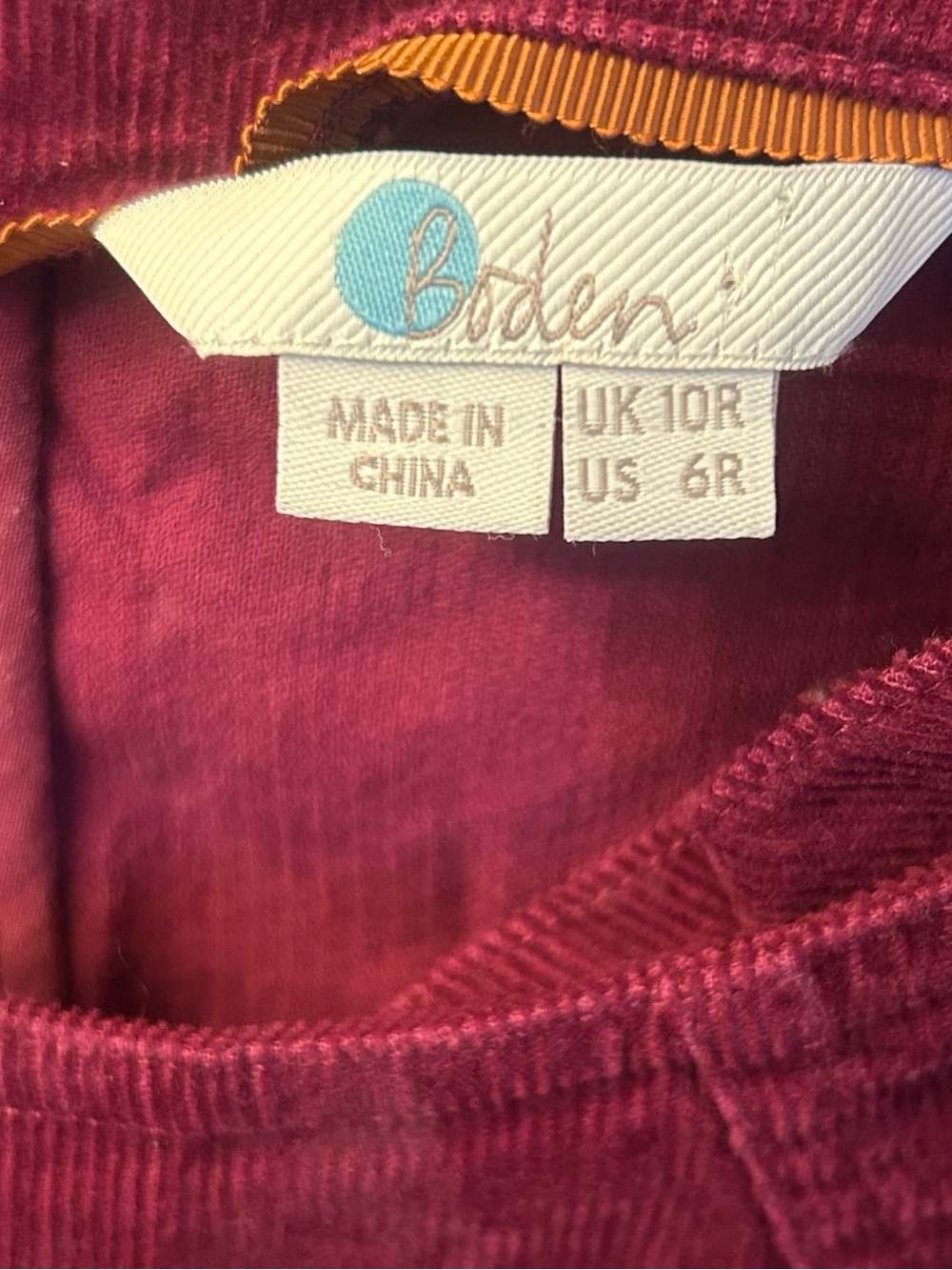 Boden Corduroy 3/4 Sleeve Dress - Cranberry 6R - Picture 5 of 8